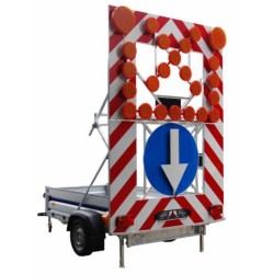 Remorca cu panou MIC semnalizare si dirijare trafic - sageti luminoase 24 lampi LED